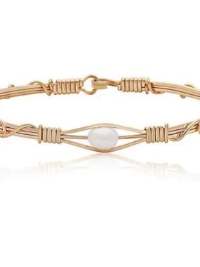 Ronaldo Free Spirit Gold-Tone Bracelet with White Pearl Accent